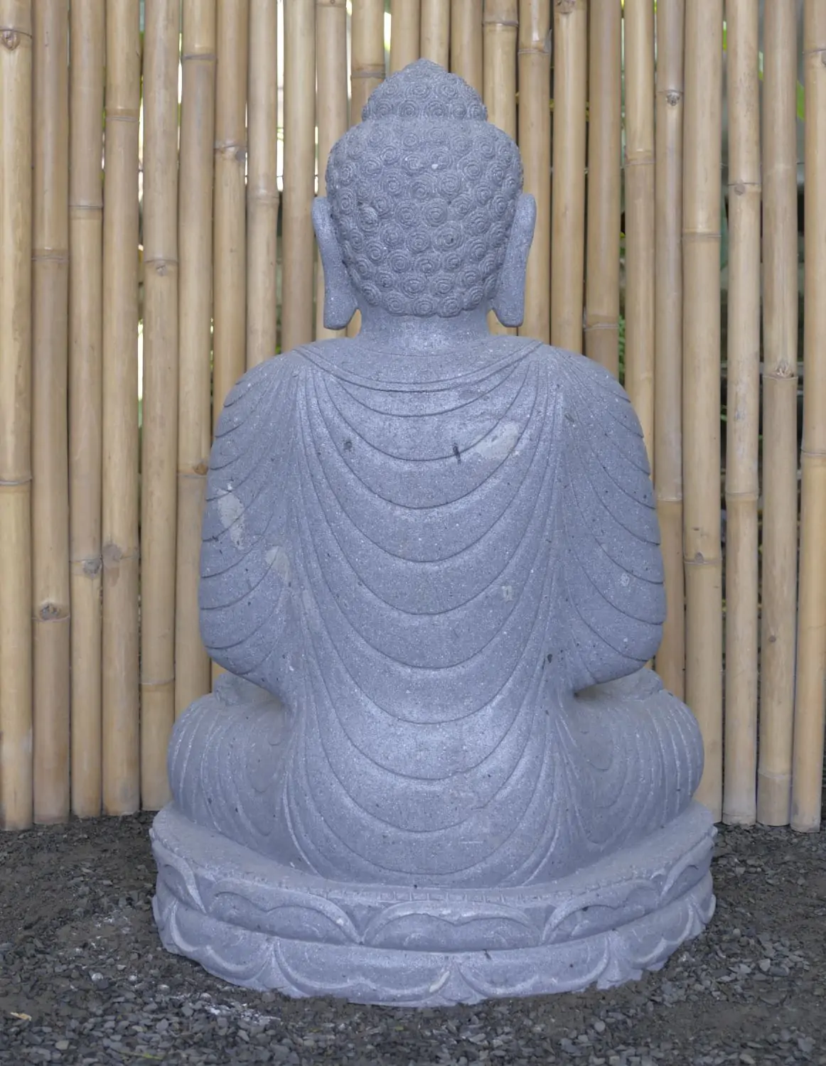  Product image 7 of the product “Seated Buddha, position Dharmachakra, 67 x 47,5 x 98 cm, riverstone grey ”